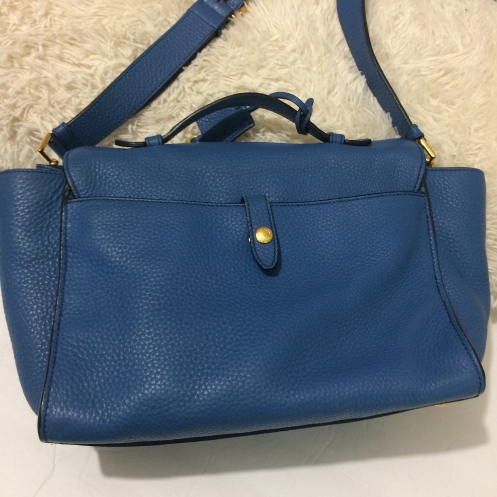 Prada Authentic Satchel Bag Pebbled Leather Blue - Picture 4 of 15